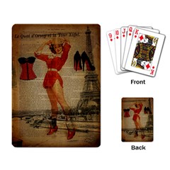 Vintage Newspaper Print Sexy Hot Gil Elvgren Pin Up Girl Paris Eiffel Tower Western Country Naughty  Playing Cards Single Design