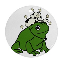 Frog With A Cowboy Hat Round Ornament (two Sides)