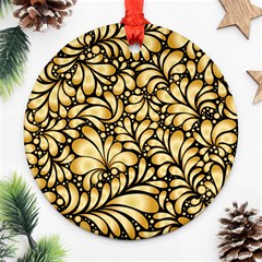 Damask-teardrop-gold-ornament-seamless-pattern Round Ornament (two Sides)