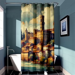 Village Houses Buildings Facade Shower Curtain 36  X 72  (stall) 