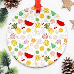 Pattern Seamless Texture Fruit Round Ornament (two Sides)